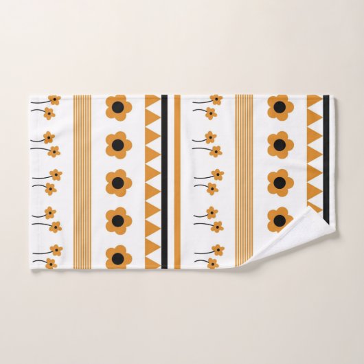 Blume-Dreieck-Muster für Grenzstreifen Badhandtuch Set (Handtuch)