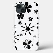 Blume Drucken Schwarz-Weiß-Speck iPhone Case (Rückseite)