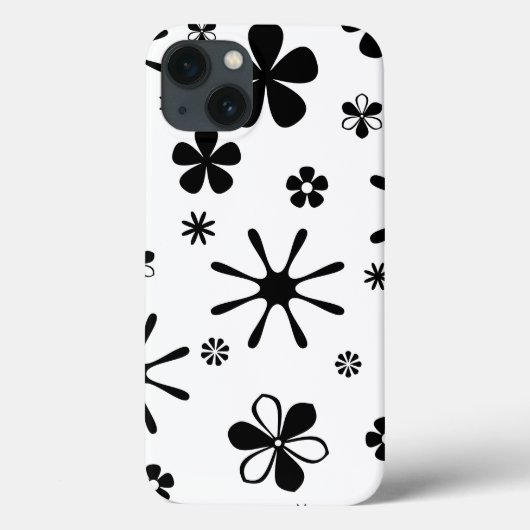 Blume Drucken Schwarz-Weiß-Speck iPhone Case (Rückseite)