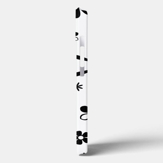 Blume Drucken Schwarz-Weiß-Speck iPhone Case (Rückseite / Links)