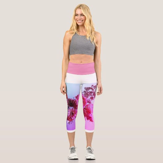 Blume druckt Hochaufguss-Girl Capri Leggings (Vorderseite)