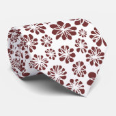 Blume - Dunkelbraun auf Weiß Krawatte (Gerollt)