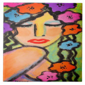 Blume Dusche Abstraktes Portrait einer Frau Fliese (Vorderseite)