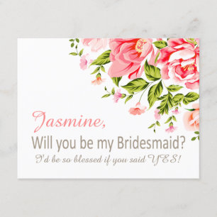 Blume Dusche wirst du meine Bridesmaid sein? ros Einladung