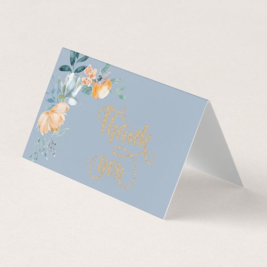 Blume Dusty Blue Vielen Dank Visitenkarten (Vorderseite)