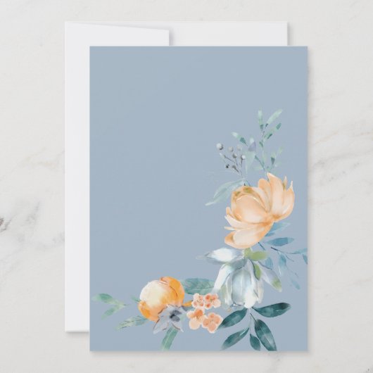 Blume Dusty Blue Wedding Einladung (Rückseite)