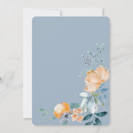 Blume Dusty Blue Wedding Einladung (Rückseite)