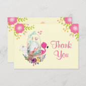 Blume, Ei, Flamingo & Bunny Watercolor Dank Einladung (Vorne/Hinten)