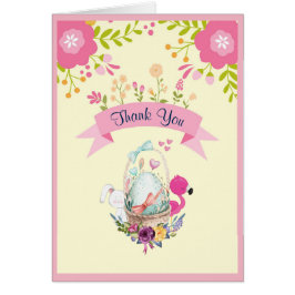 Blume, Ei, Flamingo und Sonnendusche Danke