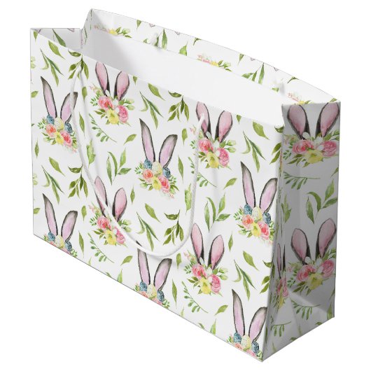 Blume Eier & Bunnies Große Geschenktüte (Rückseite Schrägansicht)
