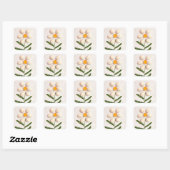 Blume Eierjolk Quadratischer Aufkleber (Blatt)