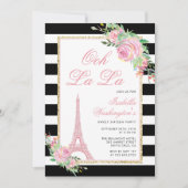 Blume & Eiffelturm Geburtstagsparty Einladung (Vorderseite)