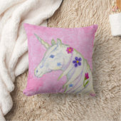 Blume Einhorn auf Rosa Kissen (Decke)