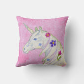 Blume Einhorn auf Rosa Kissen (Rückseite)