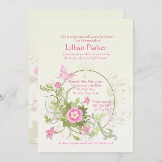 Blume Einladung (Vorne/Hinten)