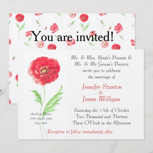 Blume Einladung (Vorne/Hinten)