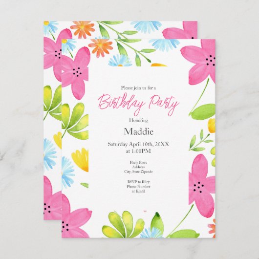 Blume Einladung (Vorne/Hinten)