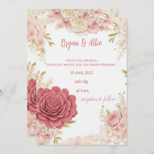 Blume Einladung (Vorne/Hinten)