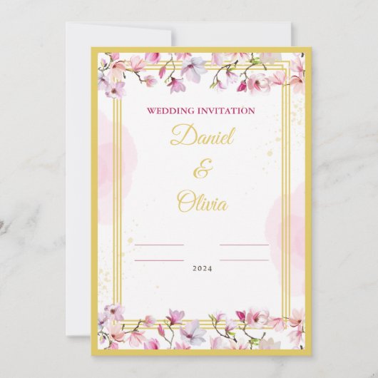 Blume Einladung Vorlage Hochzeit. (Vorderseite)