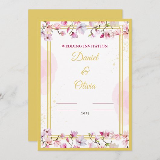 Blume Einladung Vorlage Hochzeit. (Vorne/Hinten)