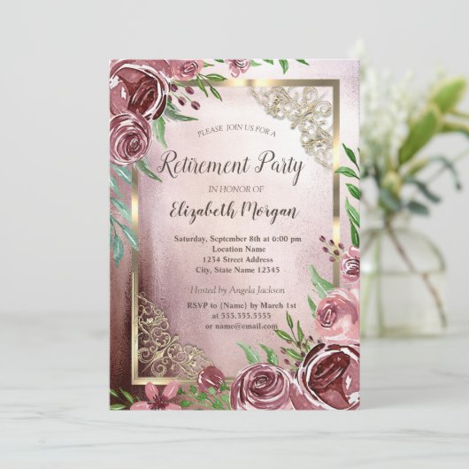 Blume Einladung zur Gold-Frame-Rückgabe (Stehend Vorderseite)