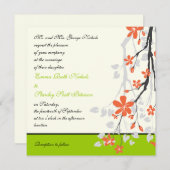 Blume Einladung zur Hochzeit in Orangenkalk (Vorne/Hinten)