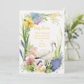 Blume-Einladungskarten für Baby Shower Stork Save The Date (Stehend Vorderseite)