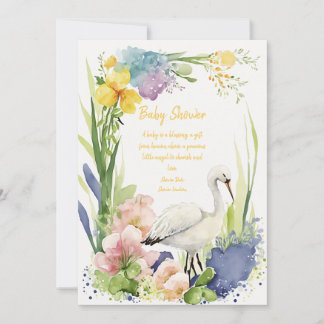Blume-Einladungskarten für Baby Shower Stork Save The Date