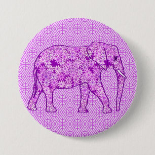 Blume Elefant - Amethyst lila Button