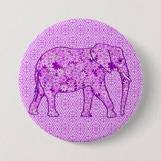 Blume Elefant - Amethyst lila Button (Vorderseite)