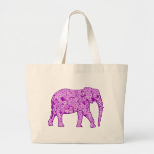 Blume Elefant - Amethyst lila Jumbo Stoffbeutel