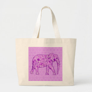 Blume Elefant - Amethyst lila Jumbo Stoffbeutel