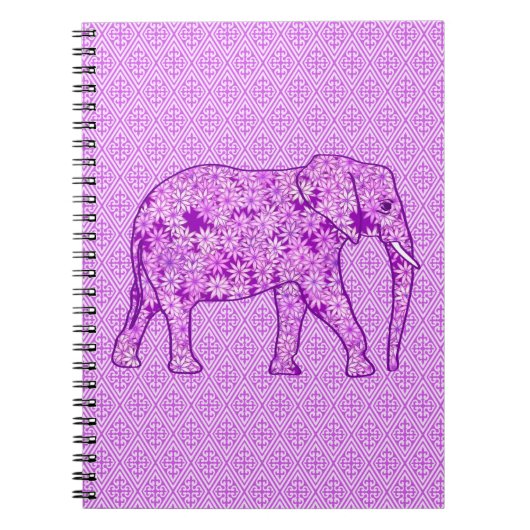 Blume Elefant - Amethyst lila Notizblock (Vorderseite)