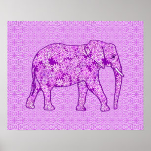 Blume Elefant - Amethyst lila Poster