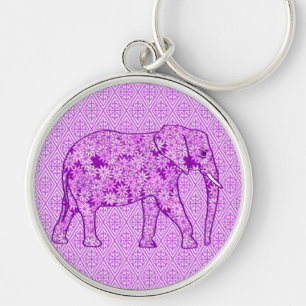 Blume Elefant - Amethyst lila Schlüsselanhänger