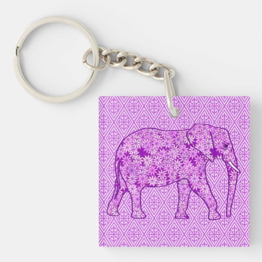 Blume Elefant - Amethyst lila Schlüsselanhänger (Vorderseite)