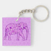 Blume Elefant - Amethyst lila Schlüsselanhänger (Rückseite)
