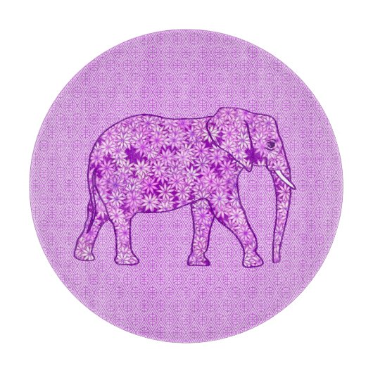 Blume Elefant - Amethyst lila Schneidebrett (Vorderseite)