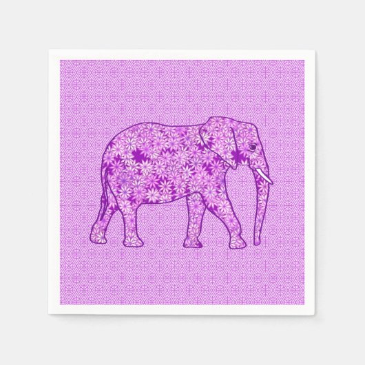 Blume Elefant - Amethyst lila Serviette (Vorderseite)