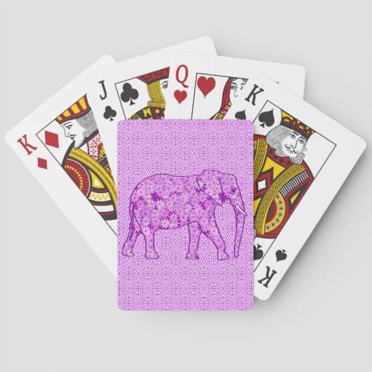 Blume Elefant - Amethyst lila Spielkarten (Rückseite)