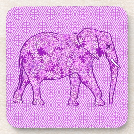 Blume Elefant - Amethyst lila Untersetzer (Vorderseite)