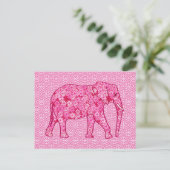 Blume Elefant - Fuchsienrosa Postkarte (Stehend Vorderseite)
