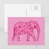 Blume Elefant - Fuchsienrosa Postkarte (Vorne/Hinten)
