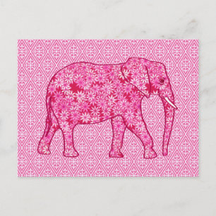 Blume Elefant - Fuchsienrosa Postkarte