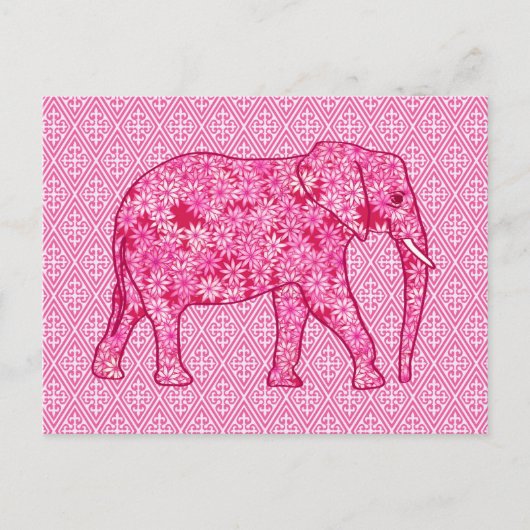 Blume Elefant - Fuchsienrosa Postkarte (Vorderseite)