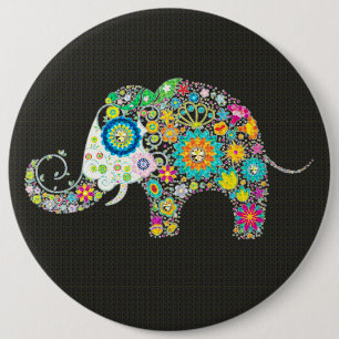 Blume Elefant mit Diamantbolzen Button
