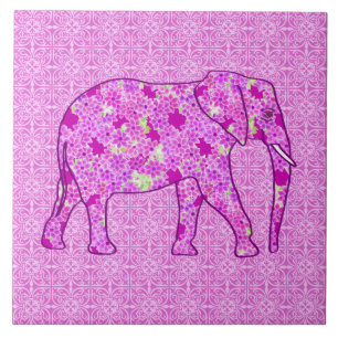 Blume Elefant - Orchid und Magenta Fliese