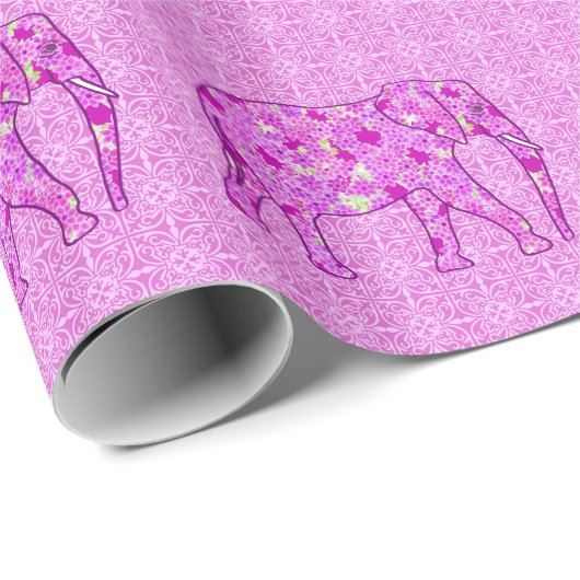 Blume Elefant - Orchid und Magenta Geschenkpapier (Rolleneckpunkt)
