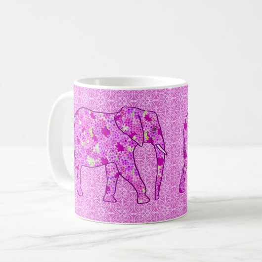 Blume Elefant - Orchid und Magenta Kaffeetasse (Vorderseite Links)