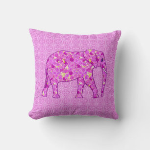 Blume Elefant - Orchid und Magenta Kissen